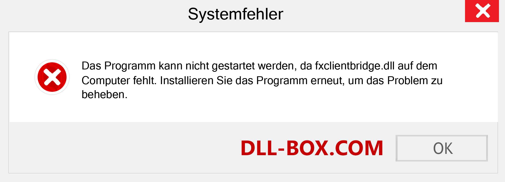 fxclientbridge.dll-Datei fehlt?. Download für Windows 7, 8, 10 - Fix fxclientbridge dll Missing Error unter Windows, Fotos, Bildern